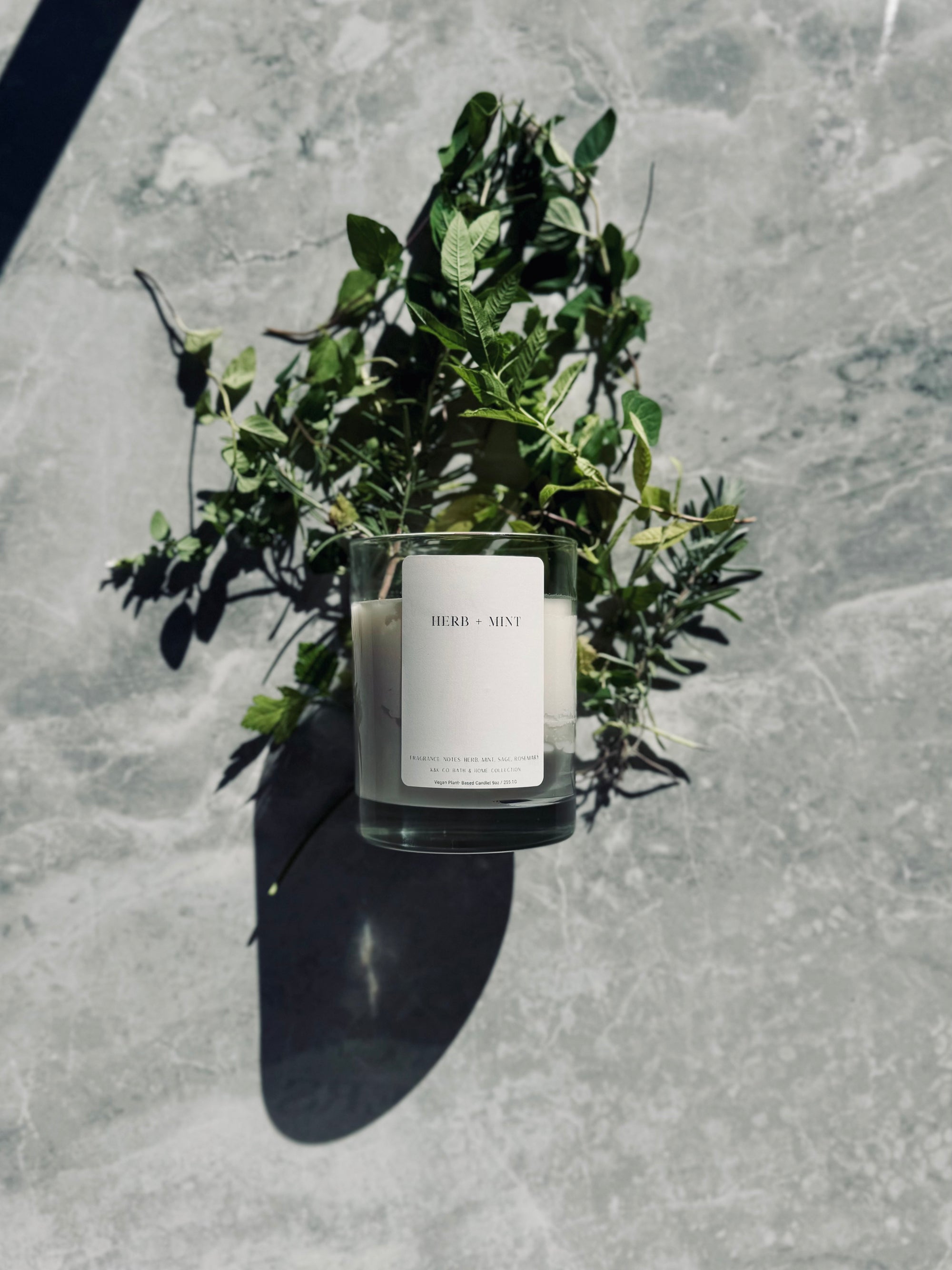 Herb Mint Candle | Vegan Hand-Poured Candle with Fresh Mint & Herbal Notes – K&K Co.
