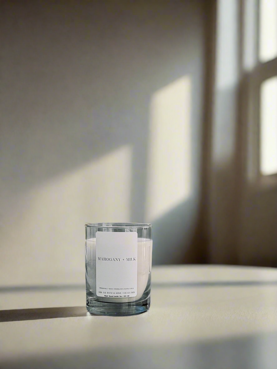 Mahogany + Milk Candle | Vegan Hand-Poured Candle with Woods & Creamy Vanilla Milk – K&K Co.