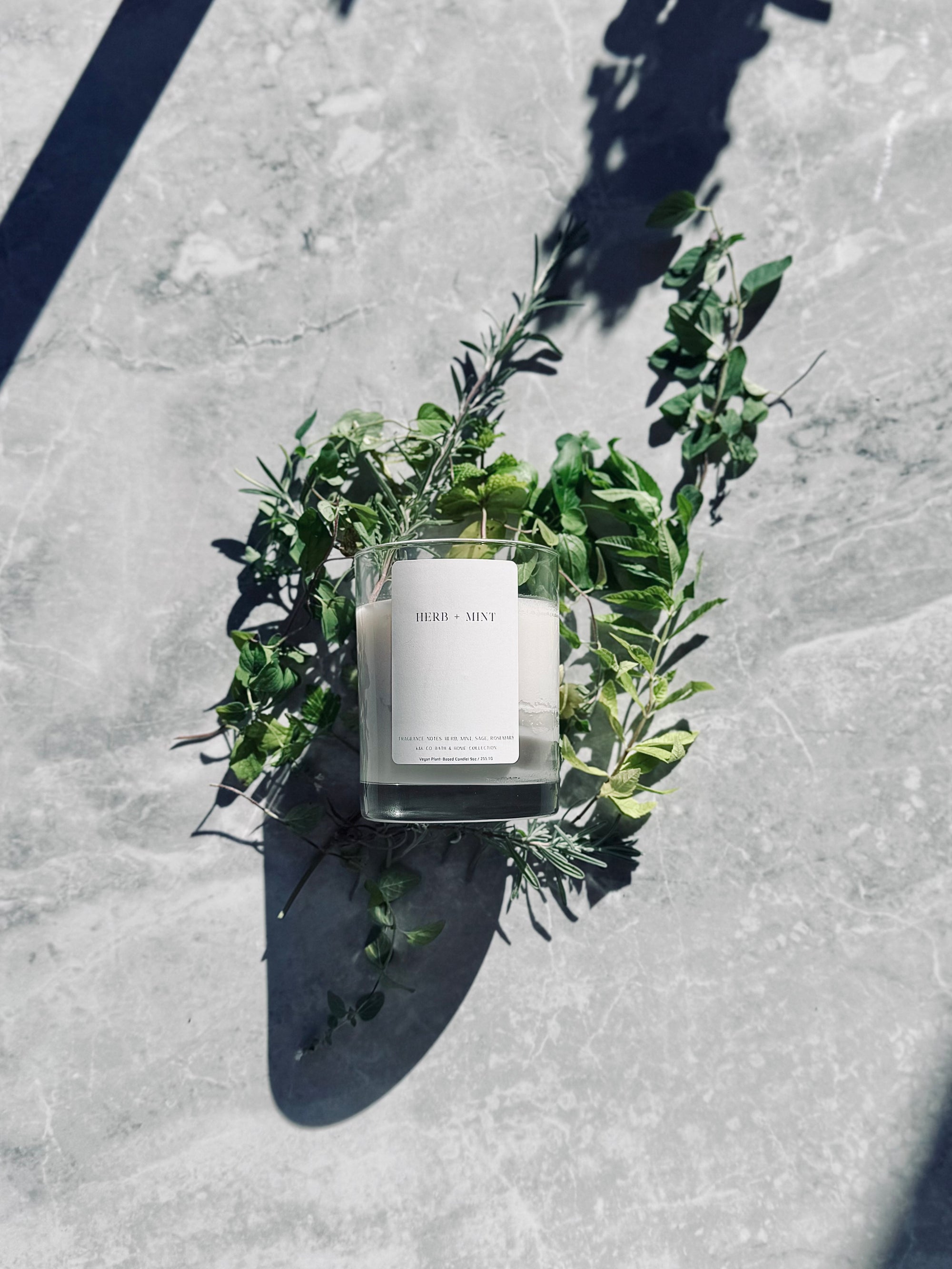 Herb Mint Candle | Vegan Hand-Poured Candle with Fresh Mint & Herbal Notes – K&K Co.