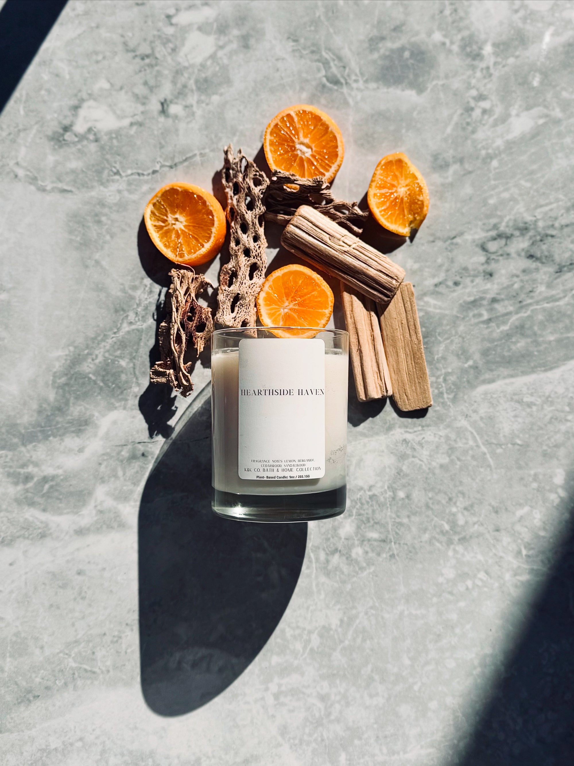 Hearthside Haven Candle | Vegan Hand-Poured Candle with Cedarwood, Sandalwood & Amber – K&K Co.