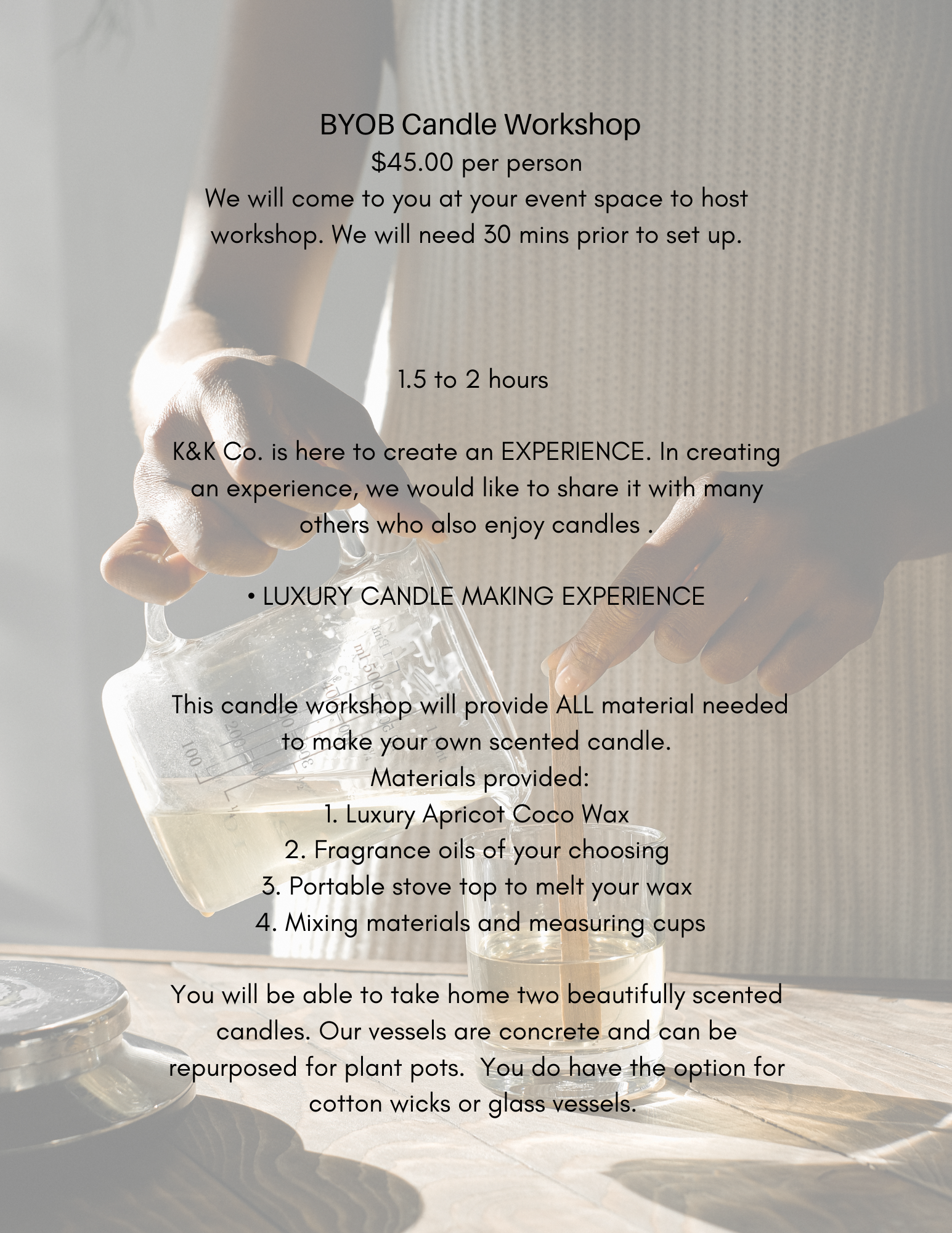 Candle Making Workshop in Columbia, MO | Pour Your Own Luxury Candle with K&K Co.